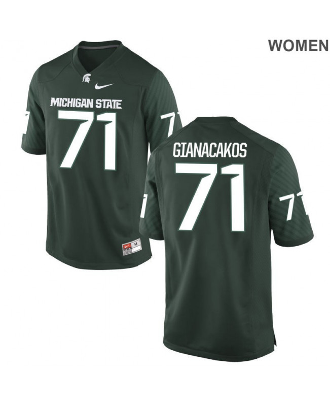 Women's Michigan State Spartans #71 Chase Gianacakos NCAA Nike Authentic Green College Stitched Football Jersey AM41G50KV
